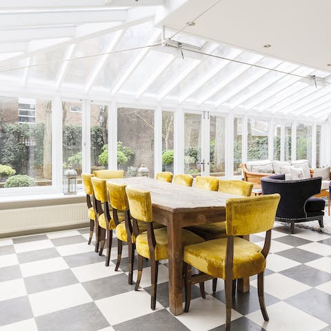 Yellow velvet dining chairs