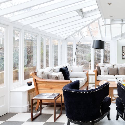 The sun-filled conservatory