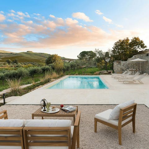 Splash in the private pool and admire the views