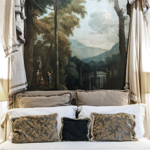 Soak up the multitude of oil paintings throughout the home