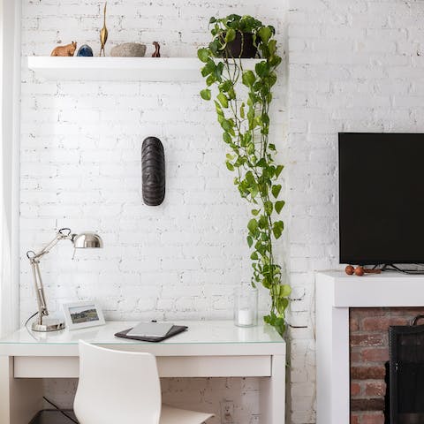 Catch up on work at the peaceful desk corner