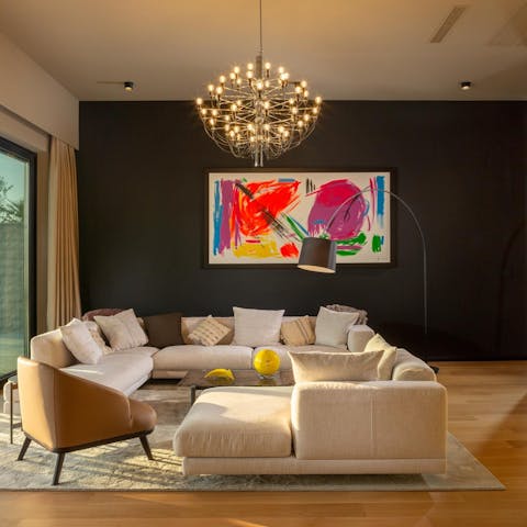 Relax in the stylish living space after a day of exploring