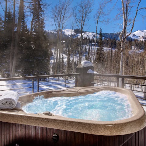 Enjoy beautiful views and long soaks in the hot tub
