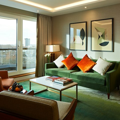 Catch up with loved ones to share stories from the day in the living room
