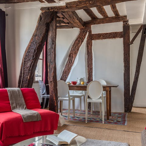 Charming exposed wooden beams