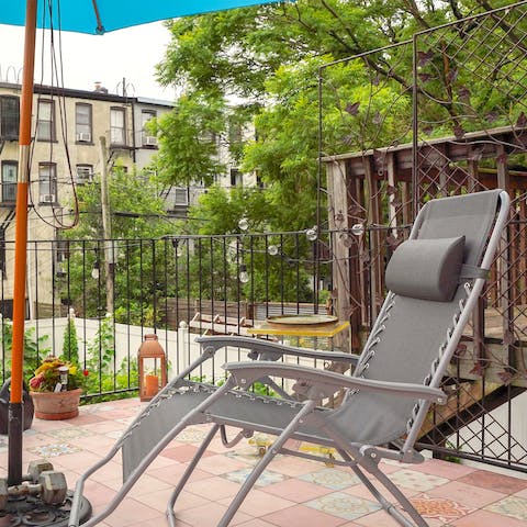 Relax with a craft ale out on the terrace – outdoor space is a real rarity anywhere in New York