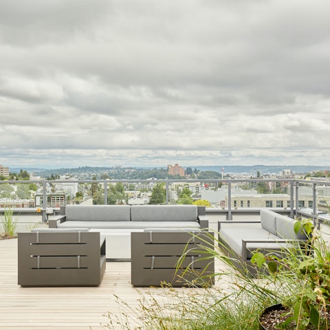 Head up to the rooftop to enjoy fantastic views across the city