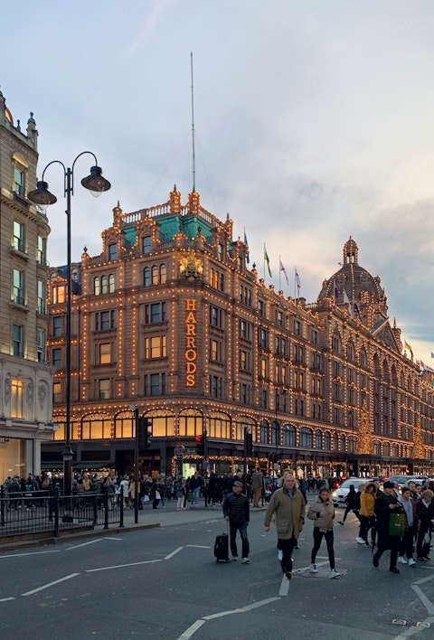 Spend an afternoon browsing the departments and food halls of Harrods, around eighteen minutes away on foot