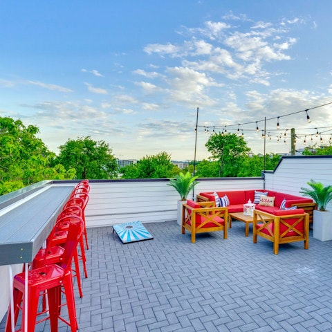 Head up to the rooftop deck for drinks and stunning views