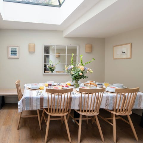 Have Sunday lunch showered in light from the skylight