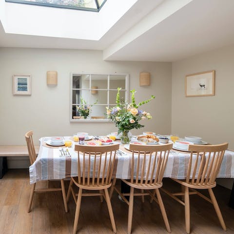 Have Sunday lunch showered in light from the skylight