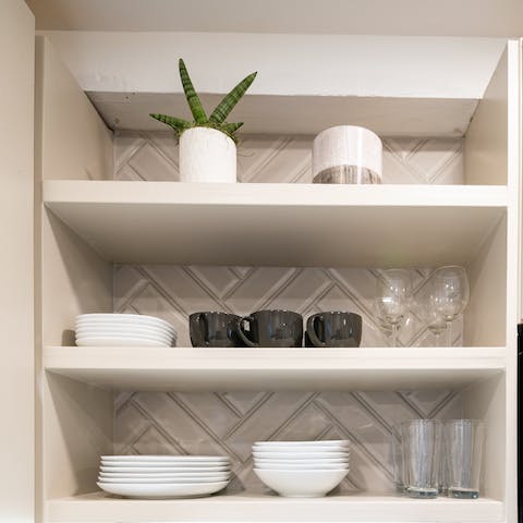 open shelving in the kitchen
