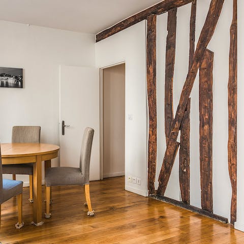 Exposed beams with rustic charm