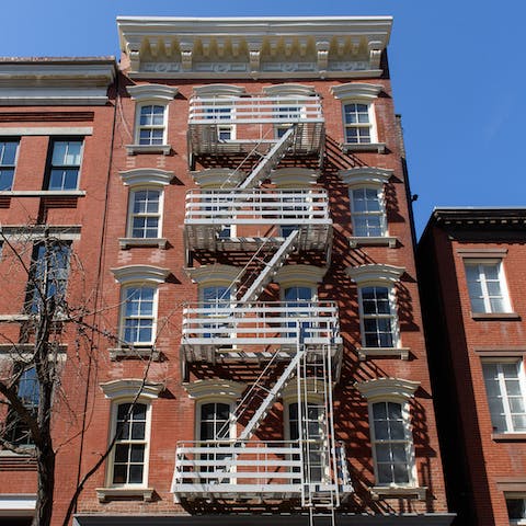 The brick façade
