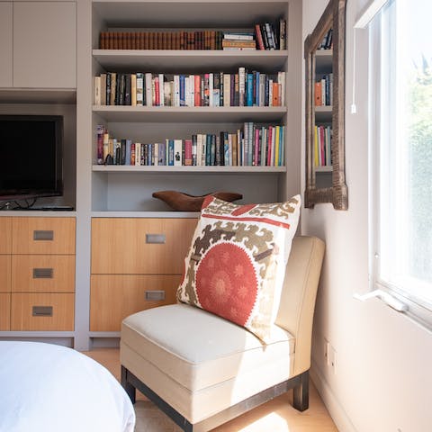 Kick up your feet and relax at the home's library