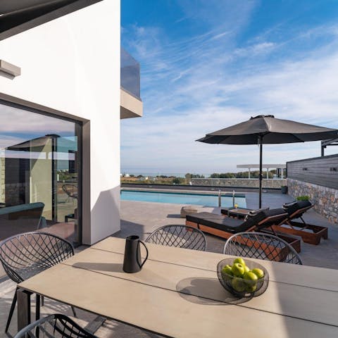 Dine alfresco on your patio on sunny days