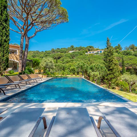 Cool off from the Côte d'Azur sun in the private pool