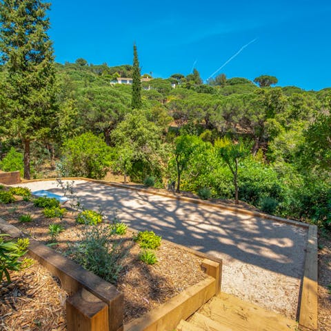 Have a game on the pétanque pitch with its views of the Provençal countryside