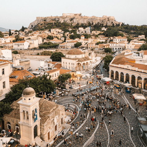 Make lively Monastiraki Square your first sightseeing stop