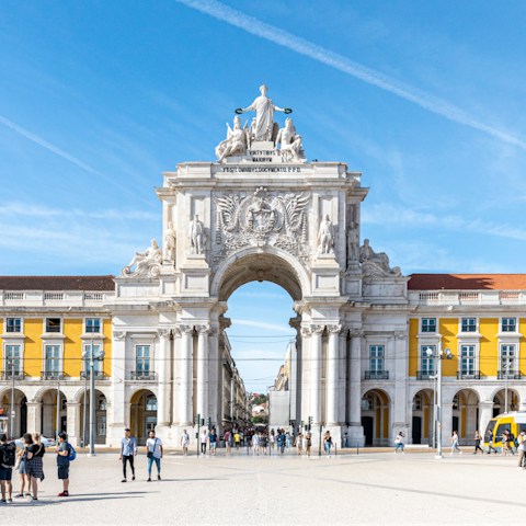 Head to lively Praça do Comércio, a one-minute walk away