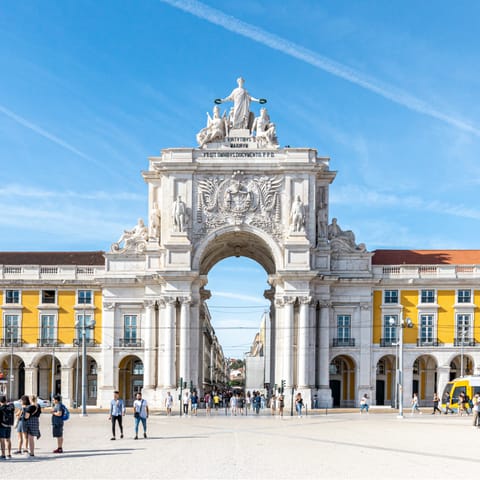 Head to lively Praça do Comércio, a one-minute walk away