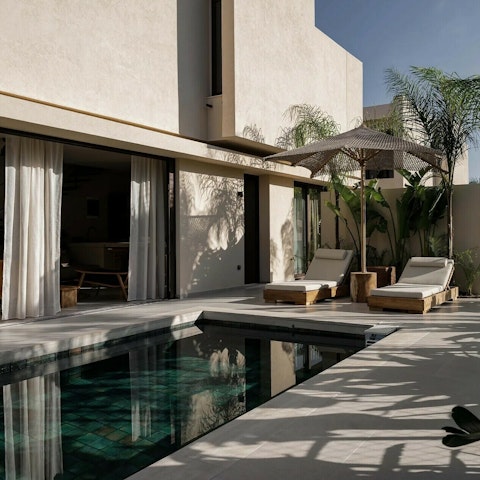 Lounge by the private pool after enjoying a refreshing dip