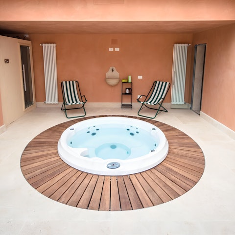 Unwind in the jacuzzi hot tub after a day trip to Siena