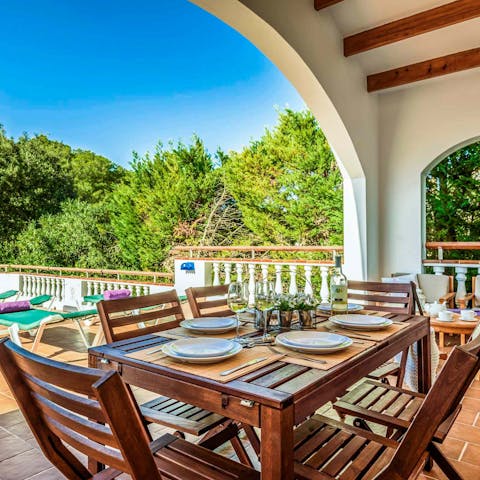 Share delicious meals and Spanish wine out on the terrace