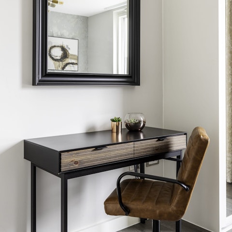 Sit down at the desk to plan your London itinerary