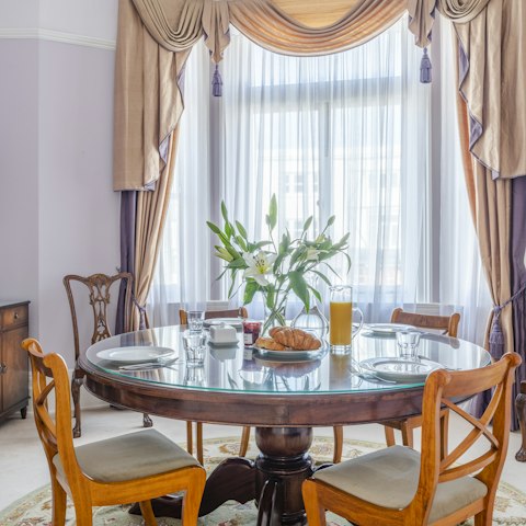 Serve up homemade meals at the opulent dining area  – roast dinner anyone?