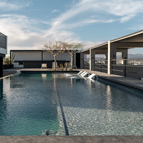 Take a dip in the building's shared pool