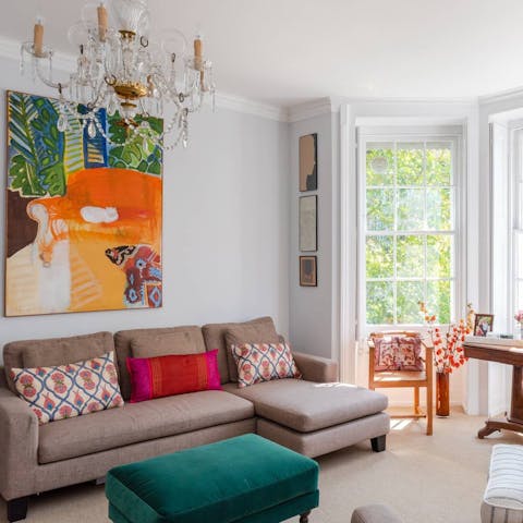 Kick back amidst the soothing aesthetic of the living room