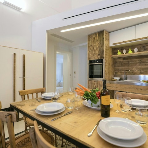 Gather at the dining table for home cooked meals and local wines