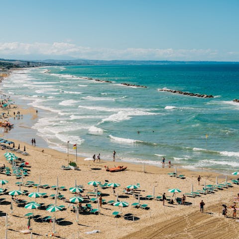 Drive seventeen minutes to the coast for a day at the beach