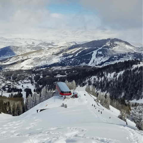 Walk ten minutes to the Cabriolet Ski Lift and ascend Park City Mountain