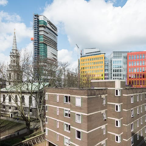 Take in the city and church views from this apartment