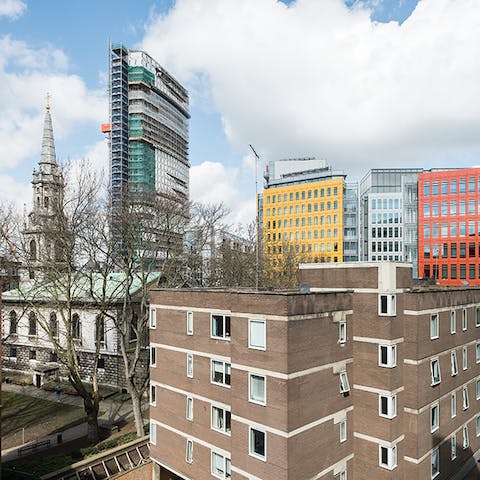 Take in the city and church views from this apartment