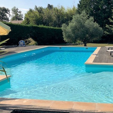 Cool off in the home's private pool