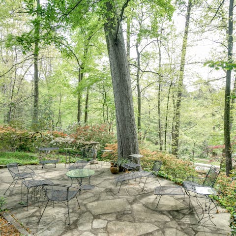 Gaze out over Memorial Park from the outdoor seating area