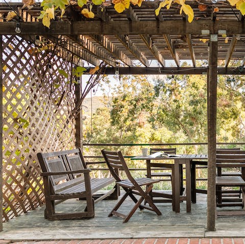 Dine alfresco and enjoy wonderful canyon views