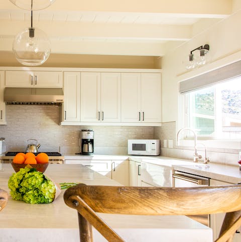 Flex your culinary muscles in the fully equipped kitchen