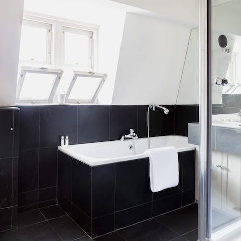 Turn on the taps and wind down with a luxurious soak in the bath