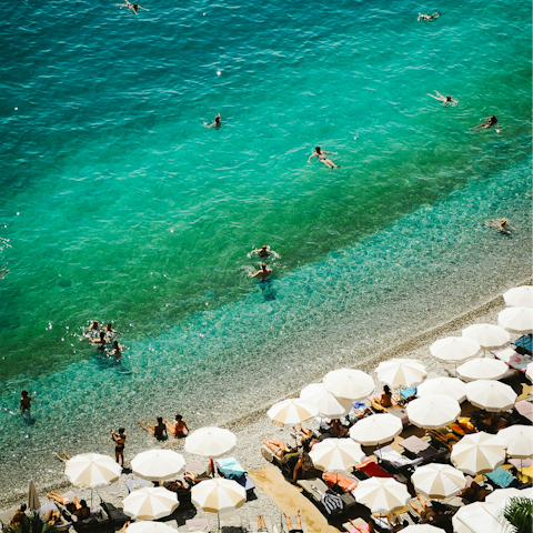 Cool off at the beach, just a twenty-minute walk away