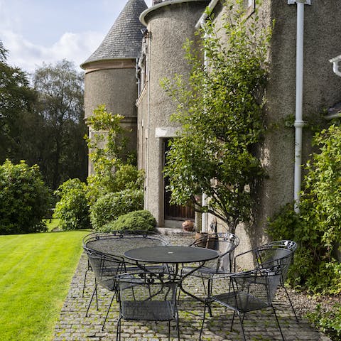 Take your morning coffee alfresco on the patio furniture