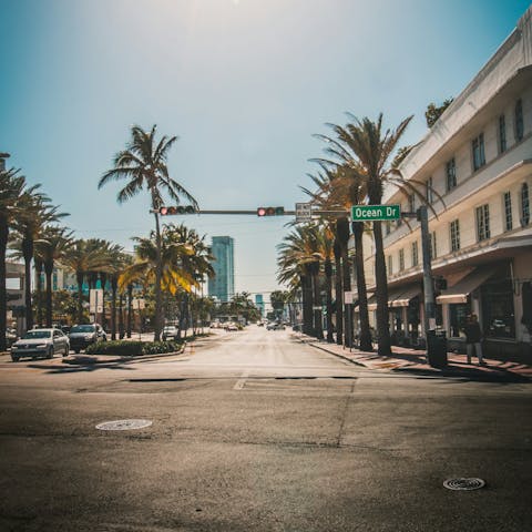 Visit the iconic Ocean Drive, 4.5 miles away