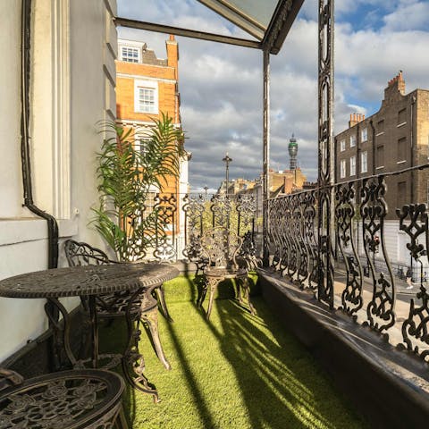 Sip your morning coffee on the private balcony