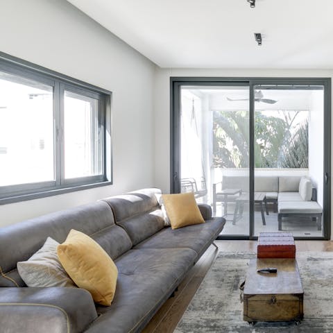 Put your feet up in the light-filled living space