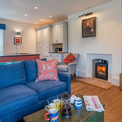 Cosy up in front of the wood-burning stove