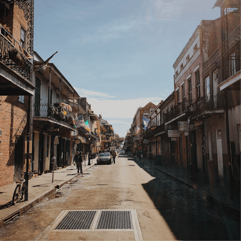 Try the best of Cajun cuisine in the French Quarter, only ten minutes away on foot