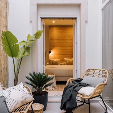 Sip your morning coffee in the private courtyard patio